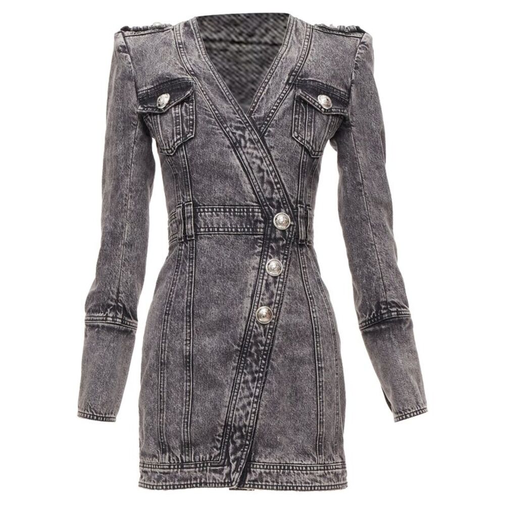 Balmain Denim Wrapped Mini Dress